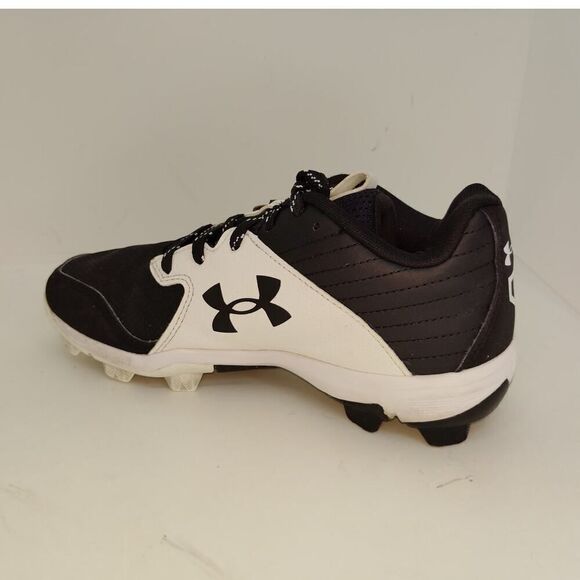 Under Armour Leadoff Softball Girls Pre-owned Black & White Cleats - sz. 4Y - Picture 2 of 7